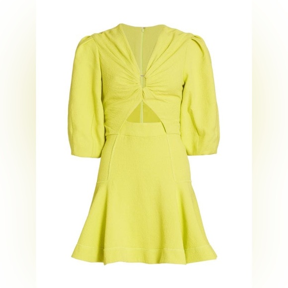 Jonathan Simkhai Kayleigh Cutout Crepe Mini Dress Lime Yellow - Picture 2 of 16